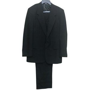 Harry Amies London Savile Row VTG Black Plaid Suit Size 42 Notch Collar 2 Button